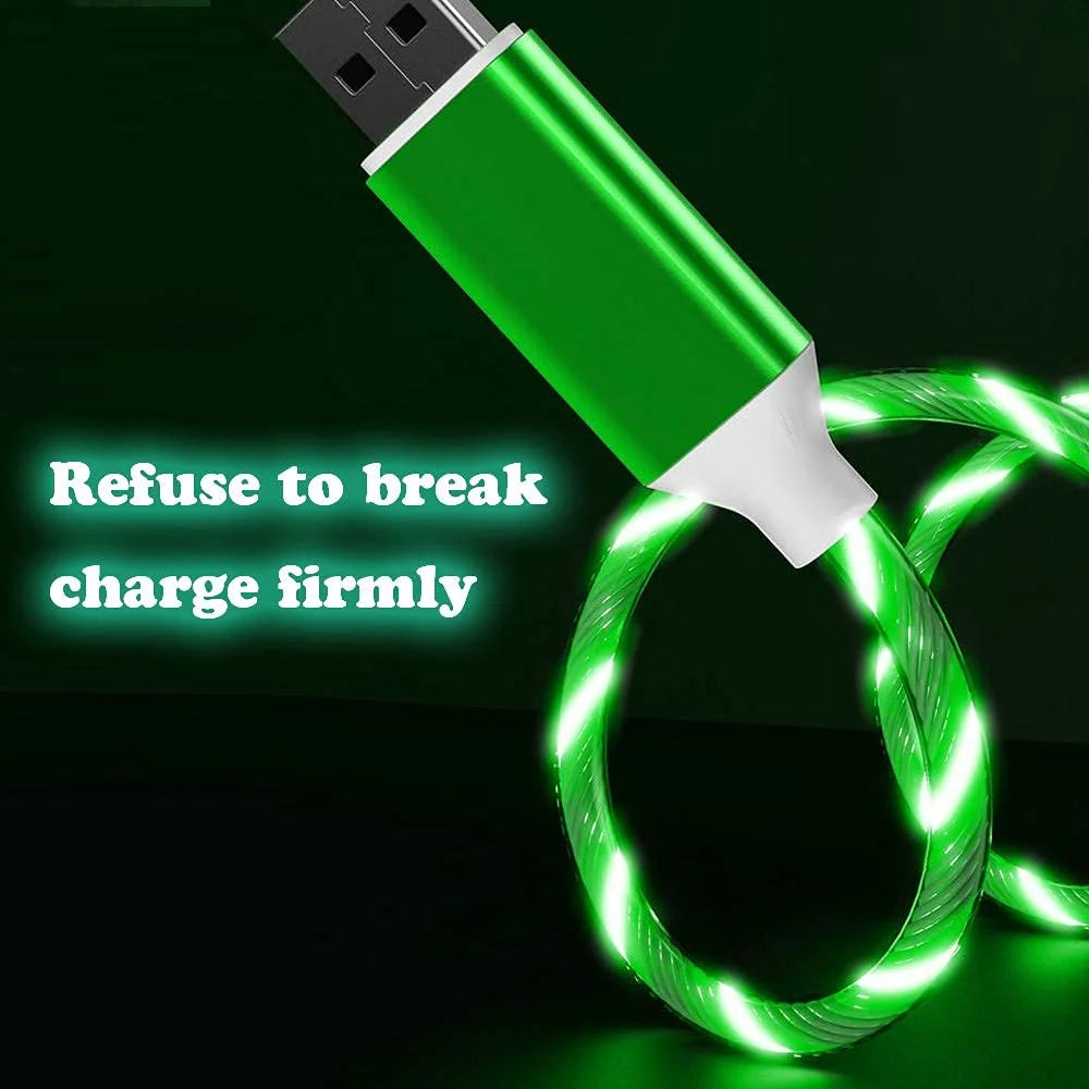 3 in 1 Charging Cable Fast Charging,Light up LED Multi Phone Charger Android USB C Cable 3FT Micro USB Cable Type C - Green