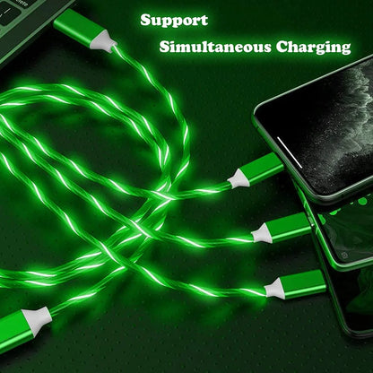 3 in 1 Charging Cable Fast Charging,Light up LED Multi Phone Charger Android USB C Cable 3FT Micro USB Cable Type C - Green