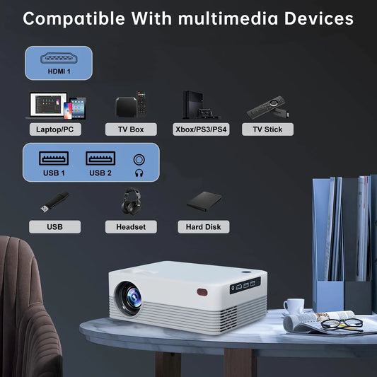 5G Wifi Projector with Bluetooth, 2024 Upgrade Native 1080P Projector for Outdoor & Camping, Wireless Mini Movie Projector Support 4K Resolution, for Home & Camping & Party