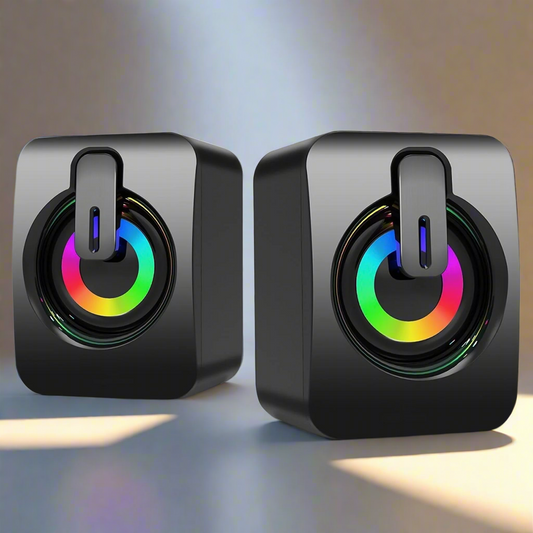 Elevate Your Audio Experience with RGB 2.0 Stereo Computer Speakers - USB-Powered, Stylish and Compact for Gaming, Music & Movies!